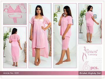 Roses Luxury 6-Piece Bridal Nighty Set