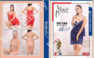 Roses Luxury 2-Piece Short Satin Nighty Set