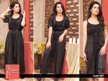 Roses Luxury 3-Piece Satin Nighty Set